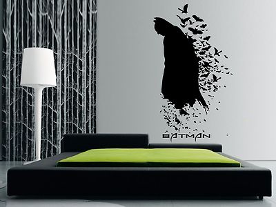Batman & Flying Bats Wandbild Aufkleber, Abziehbild, Wandbild, stilvolles modernes Bild