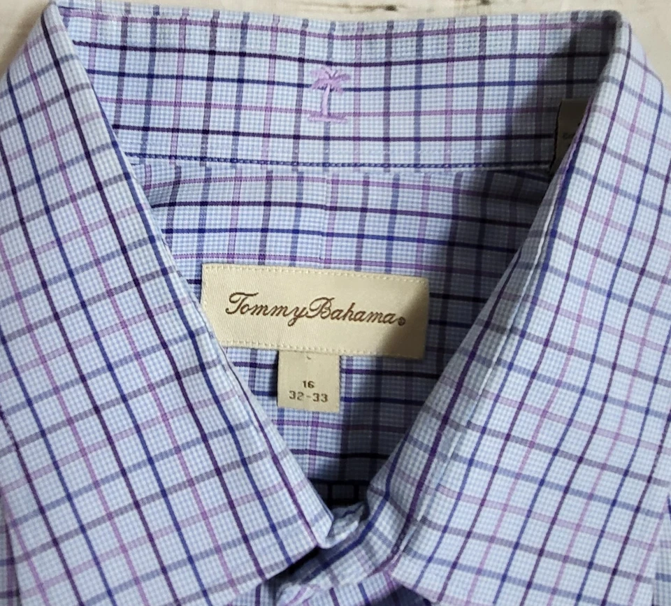 Tommy Bahama Luxury Blue/Purple Long Sleeve Button Down Shirt Mens 16 32-33 EUC - Image 4 of 4
