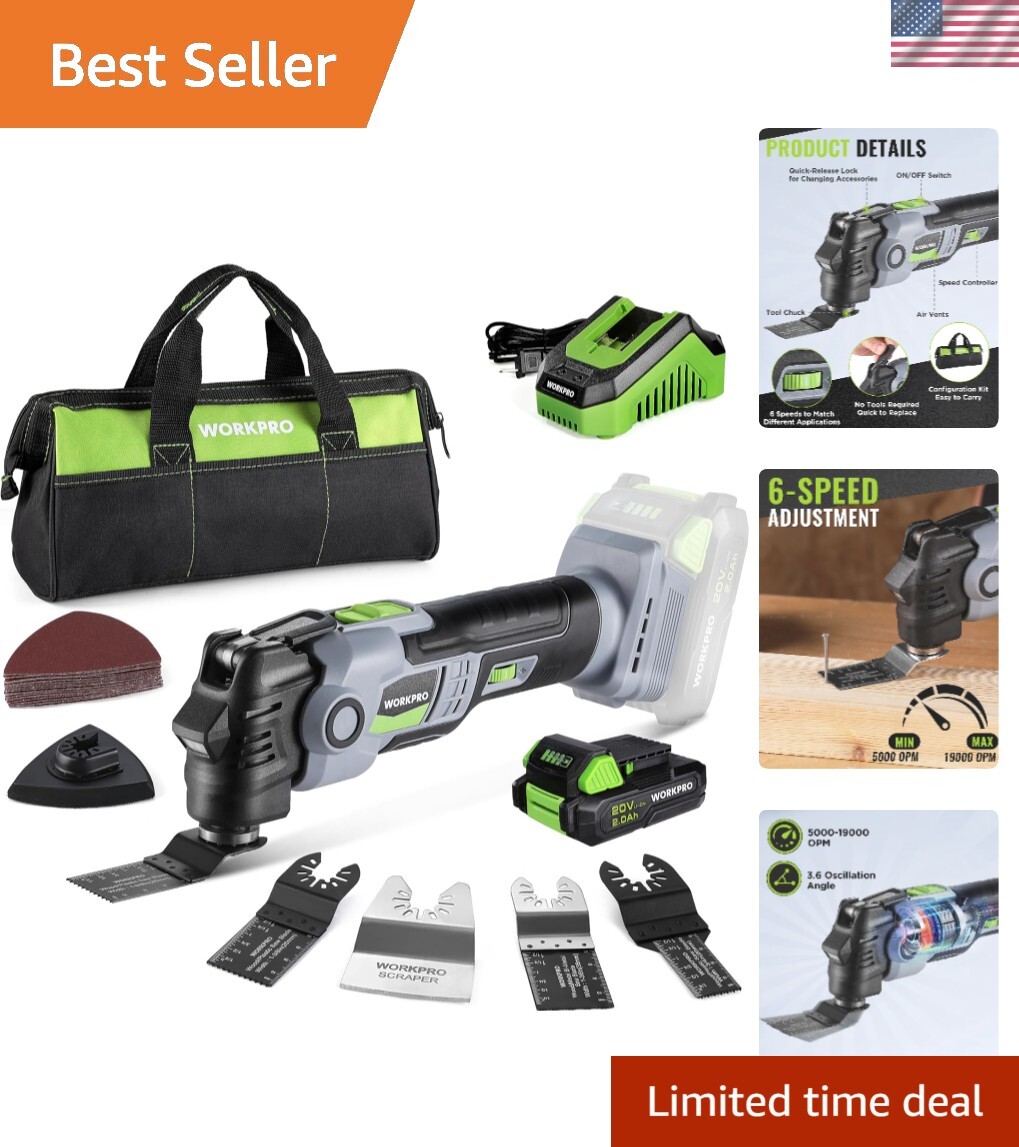 20V Brushless Oscillating Multi Tool Kit with 6 Speeds 19K RPM 21 Accessories