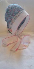 Baby Bonnet-Made with Calico and fun prints trimmed with Vintage trims