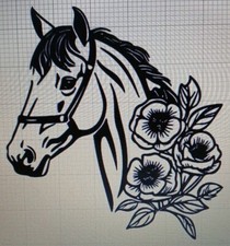 Horse Head Flowers Decal