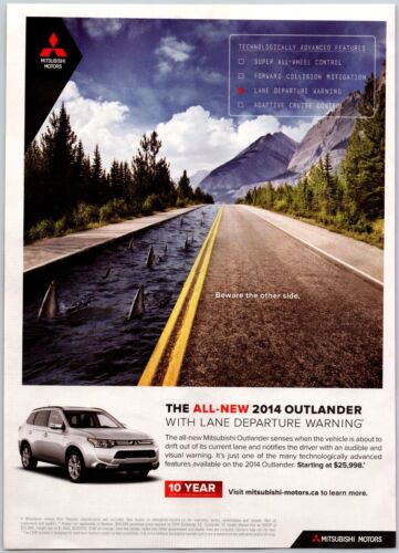 2013 Mitsubishi Outlander SUV With Lane Departure Warning Print Ad - Picture 1 of 2