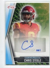 2022 Sage AUTOGRAPH BLUE Chris Steele 1/1 USC Trojans