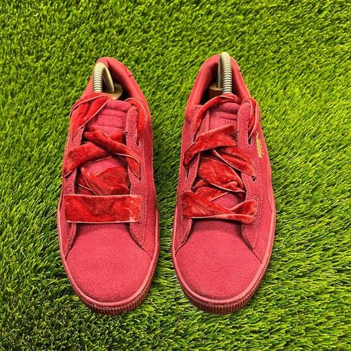 Puma Suede Heart Boys Size 7C Red Burgundy Athletic Casual Suede Shoes Sneakers - Picture 5 of 10
