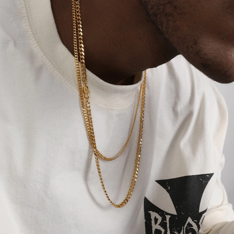 10K Solid Yellow Gold 3-5mm Curb Link Chain Necklace - Image 3 of 4