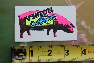 VISION Don Brown Pig Model Skateboards Vintage Neon 80's Skateboarding STICKER