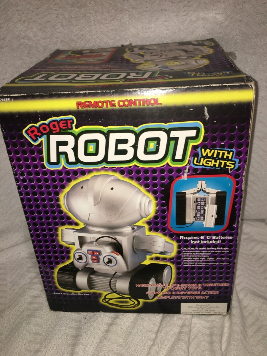 New Open Box Vintage Roger Robot w/Tray Wired Remote Control 14
