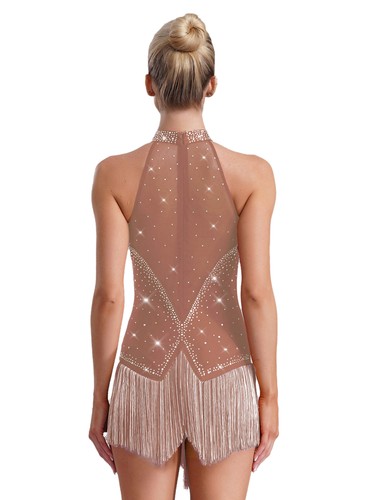 Damen Kleider Stadium Tanzbekleidung ChaCha Kostüm Nachtclub Outfit Bar Strass - Bild 63 von 90
