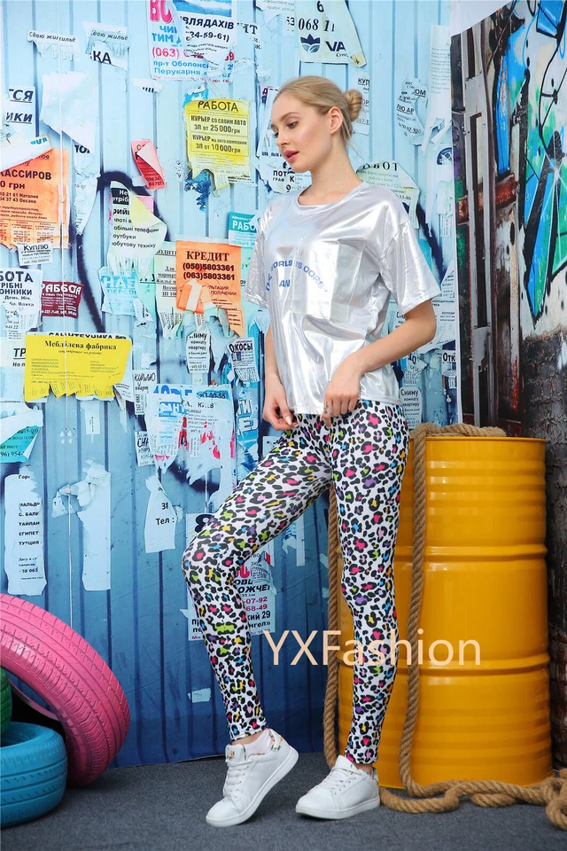 Leggings estampados de leopardo animal compresión elástica push up pantalones OS Foto 4 de 4