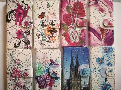 Huawei P20 Lite Case Flip Etui Tasche Hülle Schutz Glitzer Strass
