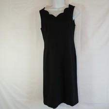 Talbots dress black sleeveless scallop neckline stretch sz 4 night out career