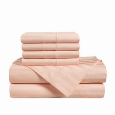 Casa Platino 100 Egyptian Cotton Sheets King Size Set - 6 Pieces - Damask St...