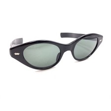 Vintage Retro Black Cat Eye Eyeglasses Gray Lens 145 France Designer Women