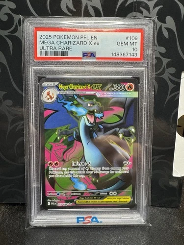2025 Pokémon Phantasmal Flames Mega Charizard X Ultra Rare PSA 10