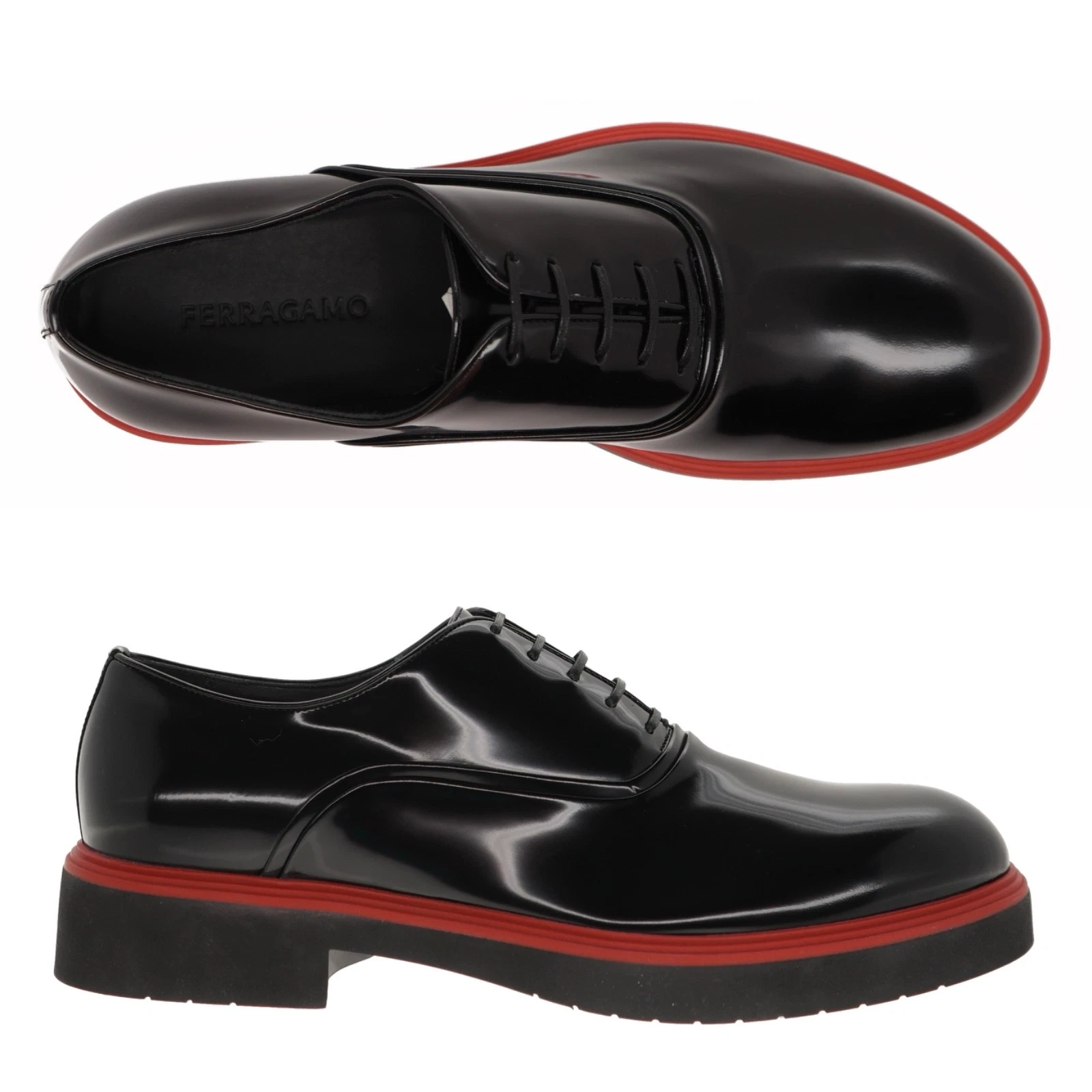 Ferragamo — Salvatore Ferragamo Fiorino Lace-Up Shoes Black Patent Leather Size 12 US New