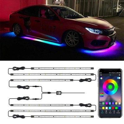 6x Auto LED Unterbodenbeleuchtung RGB Neon Underglow Atmosphäre Lichtleiste App·