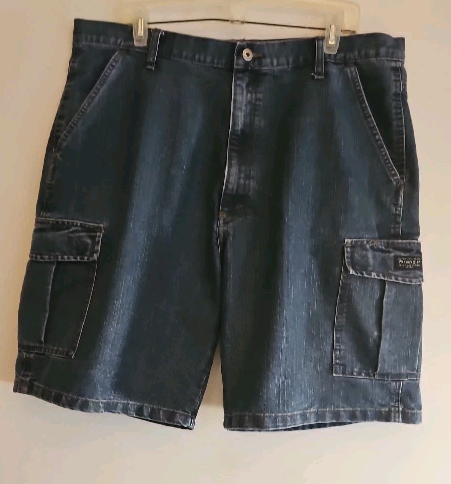 Wrangler Jean Cargo Shorts Mens Size 38/10 Blue Authentic Issue Real Comfortable