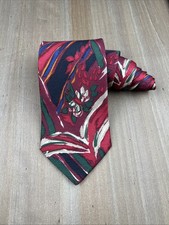 ERMENEGILDO ZEGNA Silk Tie Designer Floral Maroon  Red Made in Italy W3.75xL56