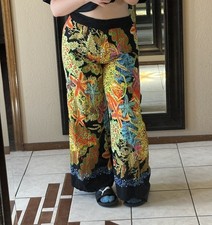 VTG 80s Jams World Sea Star Fish Print Colorful Flowy Hawaii Made Beach Pants M