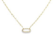 Estate 14k Yellow Gold and Diamond Chain Link Necklace 18"