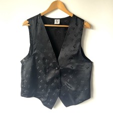 VTG 90s Mickey Mouse Print Vest Disney Honey Fashions M/ L 40 Black MADE IN USA