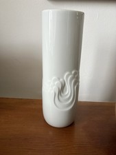 Thomas/Rosenthal Germany White Op Art Porcelain Wave Vase Retro MCM 
