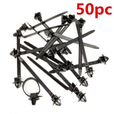 50x Hose Wire Retainer Zip Tie Car Cable Clamp Fastener Clips Black Nylon Set