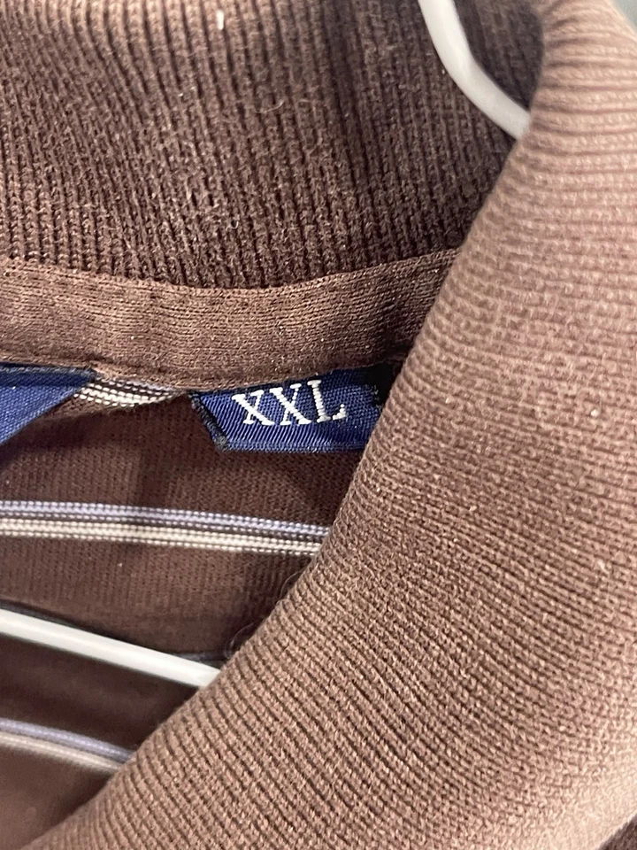 Camisa Polo de Golf Ralph Lauren Marrón Azul Rayas Para Hombres XXL Manga Corta Algodón Pima Foto 3 de 4