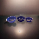 Vintage PYREX 3 Pc Cobalt Blue Nesting Mixing Bowls Clear Glass #325 #323 #322