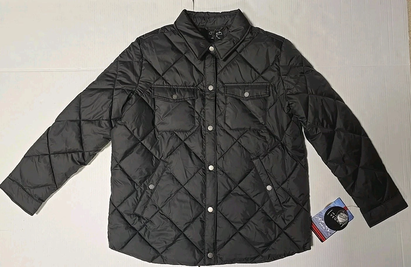 HFX Puffers Quilted Buton Up Jacket FULL Vegan Lined Black Size L/G