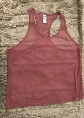 Victoria s Secret Sport Mauve Sheer Mesh Workout Top Racerback Large