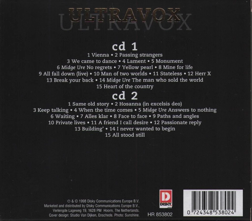 Ultravox Original Gold Doppel CD Europa Disky 1998 2 CD Set Mit Karte Äußere - Bild 2 von 4