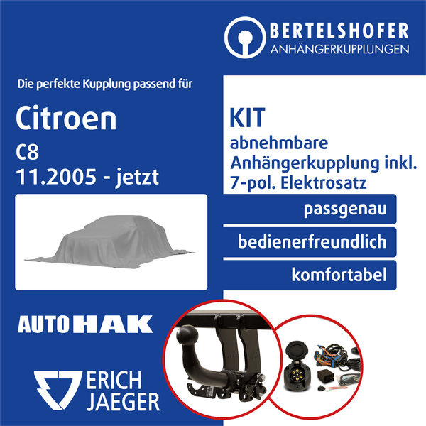 für Citroen C8 Typ Ea/Eb 11.2005-Jetzt AHK Abnehmbar +7Pol Spezifisch E-Satz PKW-image