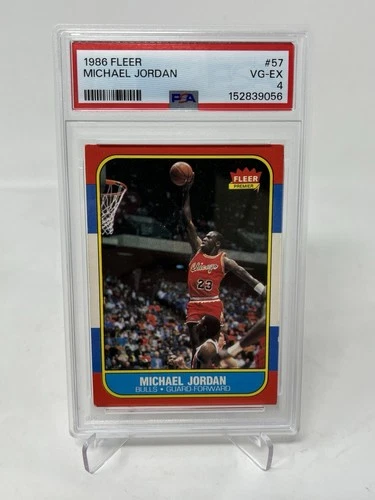 1986-87 FLEER BASKETBALL MICHAEL JORDAN  ROOKIE CARD PSA 4 #57 BULLS VG-EX (RC)