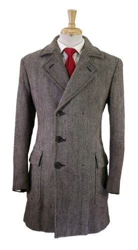Tom Ford Black Tan Tweed Herringbone Wool Silk Double Breasted Overcoat 38 40 video thumbnail