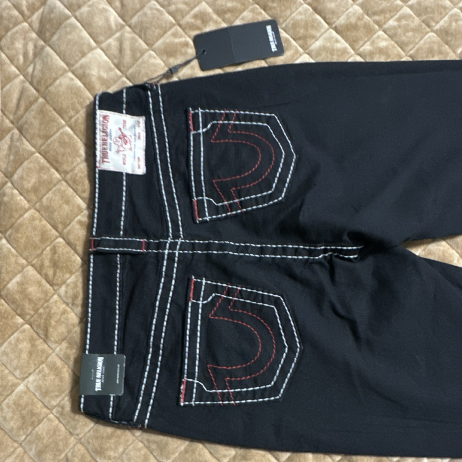 True Religion Mid Rise Bootcut Jeans Black Denim Contrast Stitch Women 29W x 32L thumbnail 14