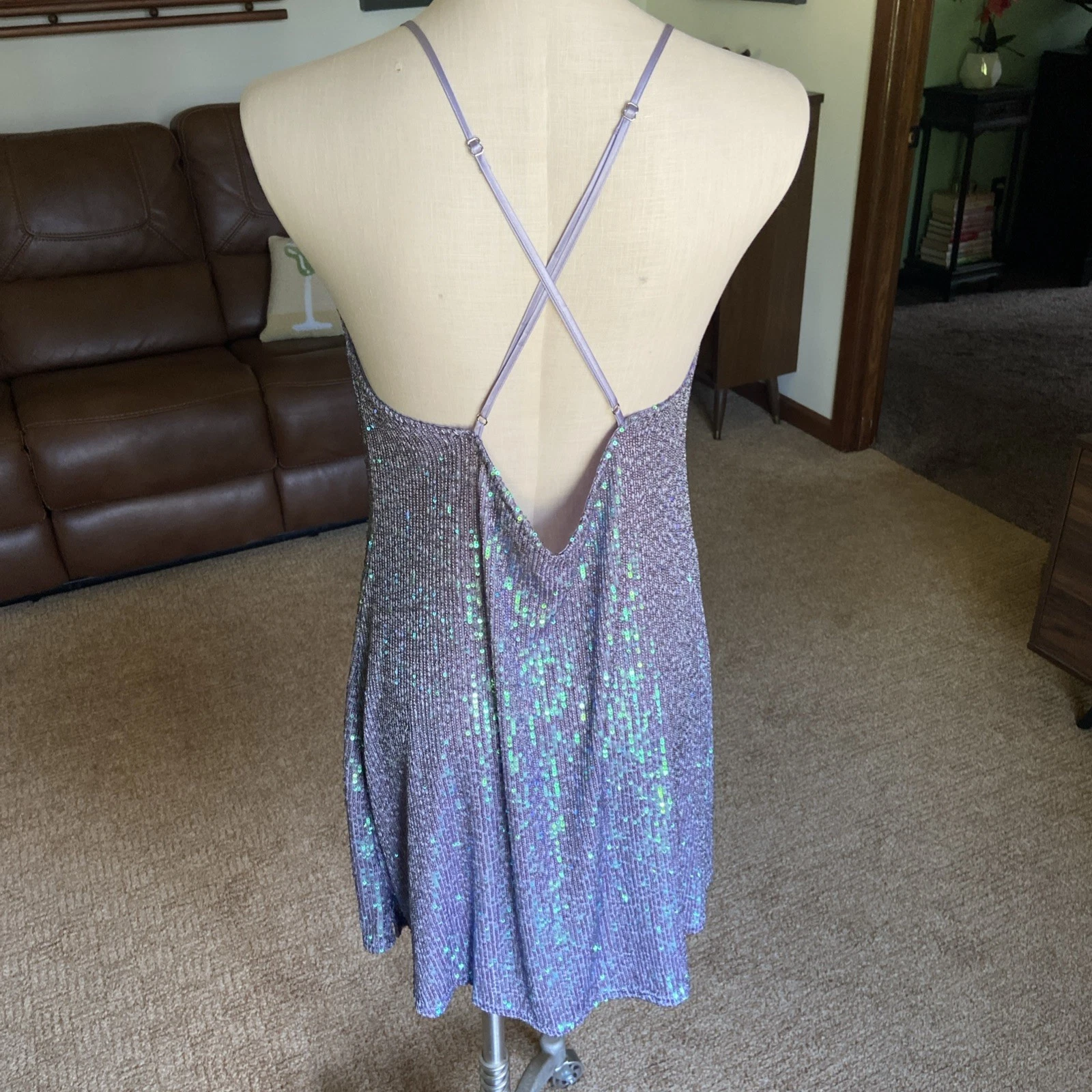 UNDERCOVER Abito da sera e pigiama Victoria's Secret grande lilla viola e blu con paillettes