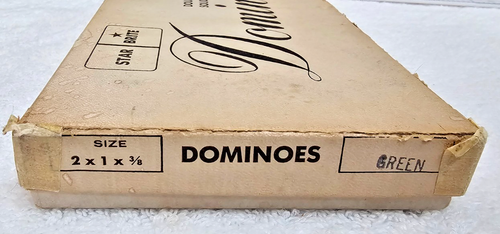 VTG Crisloid “Star-Brite” Dominoes Green Bakelite Catalin Complete w/ Box & Rule - Picture 6 of 12