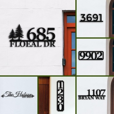 Custom Metal House Number Sign, Personalized Address Wall Decor