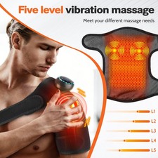 Electric Knee Massager Shoulder Brace with 5 Vibration Modes, 5 Heating Levels