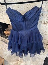 Sherri Hill Blue Strapless Sweetheart Chiffon Corset Dress Size 2/4 style 57297