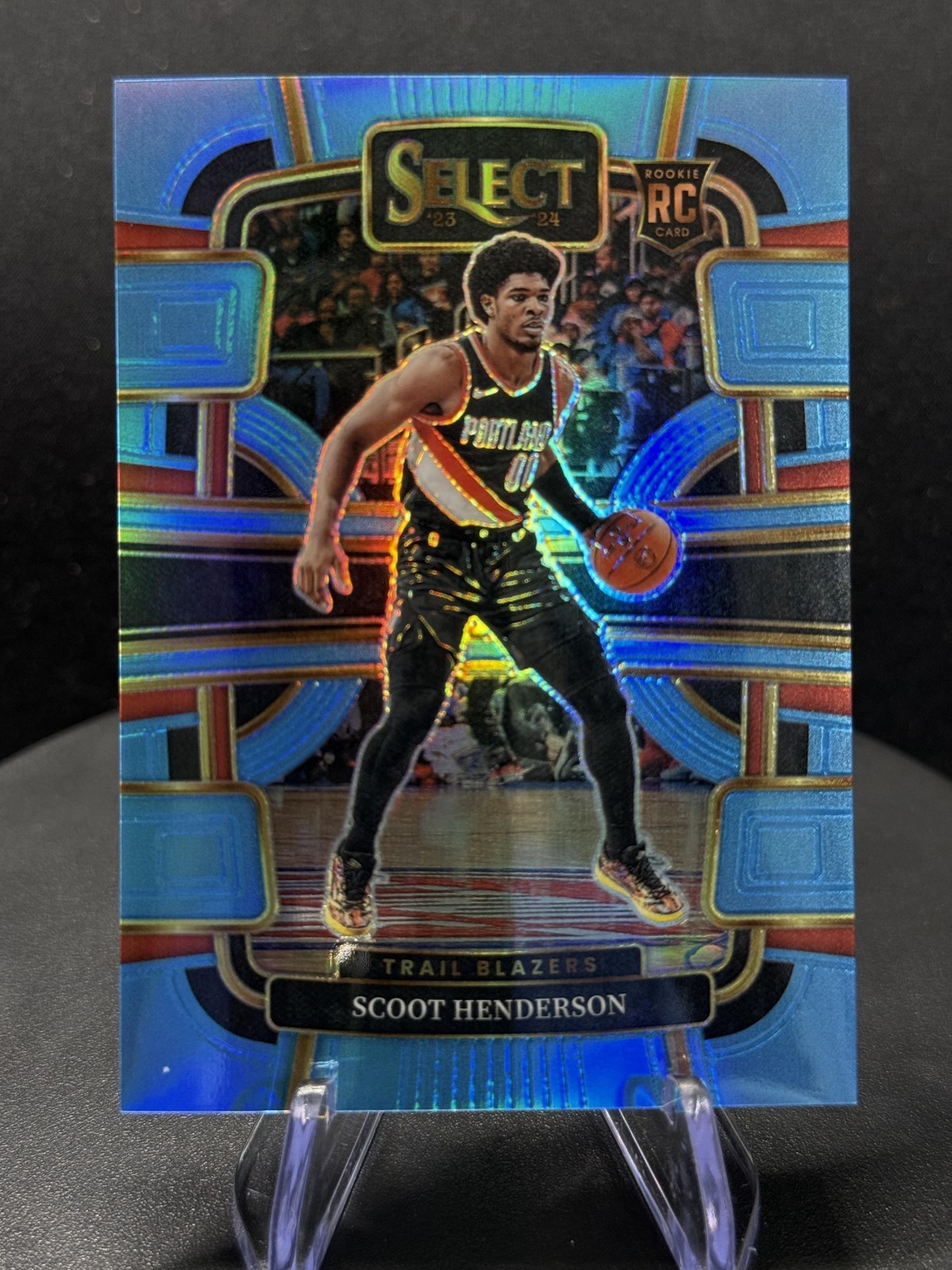 2023-24 Select #77 Scoot Henderson Light Blue Prizm /299 RC Spec Btm Lft Crnr