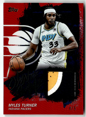 2025 Topps Flagship NBA No. OTGA-MT Myles Turner Game-Worn Patch Red Holo 4/5