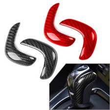 2Pcs Carbon Fiber Interior Console Gear Shift Knob Cover Trim For Nissan GTR R35