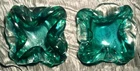 Vintage Murano, Italy Sumerso Glass  two candy bowl set 1930s Blue Green
