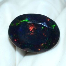 3.84 Cts Natural Ethiopian Black Opal 13mmx10mm Oval Faceted Cut Loose Gemstone