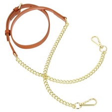 Adjustable Leather Chain Straps, 49" Purse Chain Strap Light Brown, Gold 