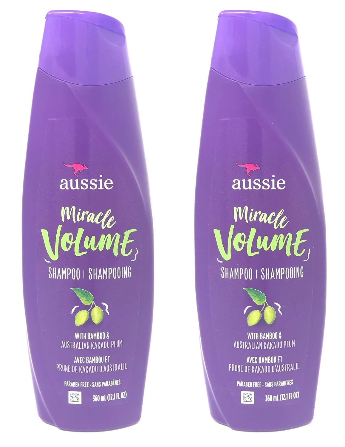 Aussie Miracle Volume Shampoo for Fine Hair with Plum & Bamboo 12.1oz 2 Pack