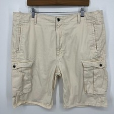 Levi's Cargo Shorts Men's Size 38 Ivory Cotton Zip Fly Logo Vtg Y2K