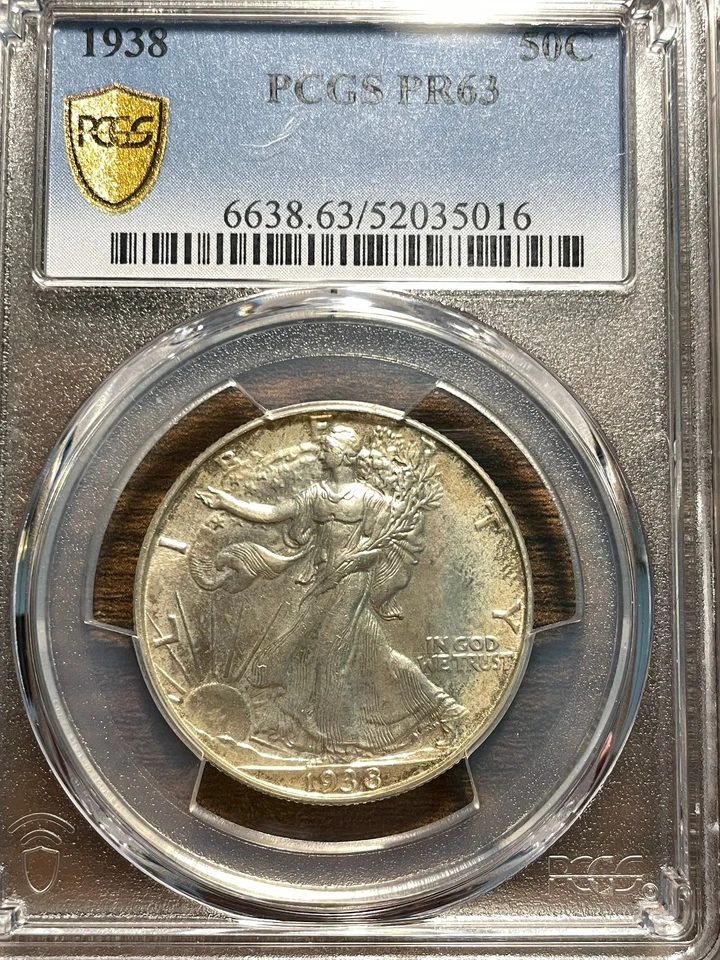 1938-P Walking Liberty Silver Half Dollar 50C PCGS PROOF 63 PR 63 PR 63 Walker - Image 3 of 4
